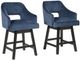 Signature Design by Ashley® Tallenger 2-Piece Blue/Dark Brown Bar Stool Set-0