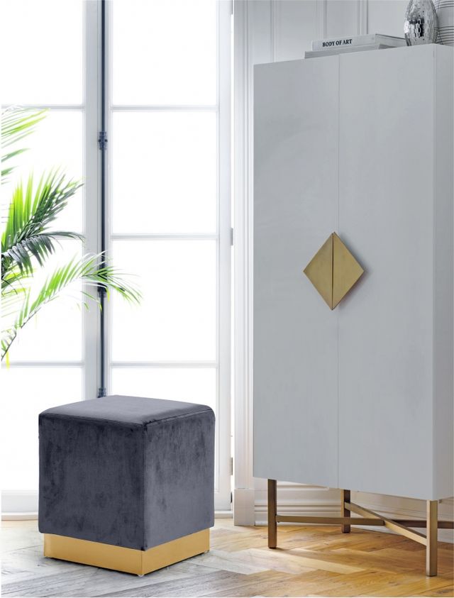 Meridian Furniture Jax Grey Velvet Stool-1