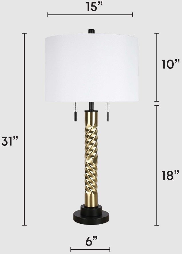 Classy Living 2-Piece Twist Elegance Matte Black/Soft Gold Table Lamp Set-1