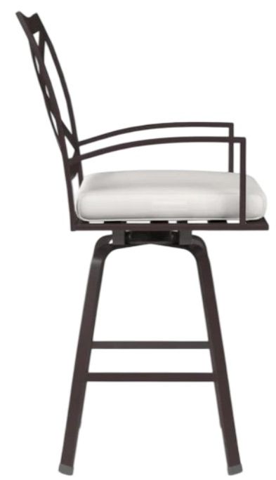 Sunset West La Jolla Espresso Aluminum Swivel Outdoor Counter Stool with Canvas Flax Cushion-1