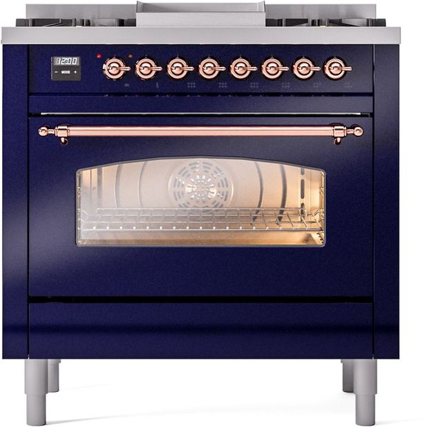 Ilve® Nostalgie II Series 36" Midnight Blue Pro Style Dual Fuel Range-1