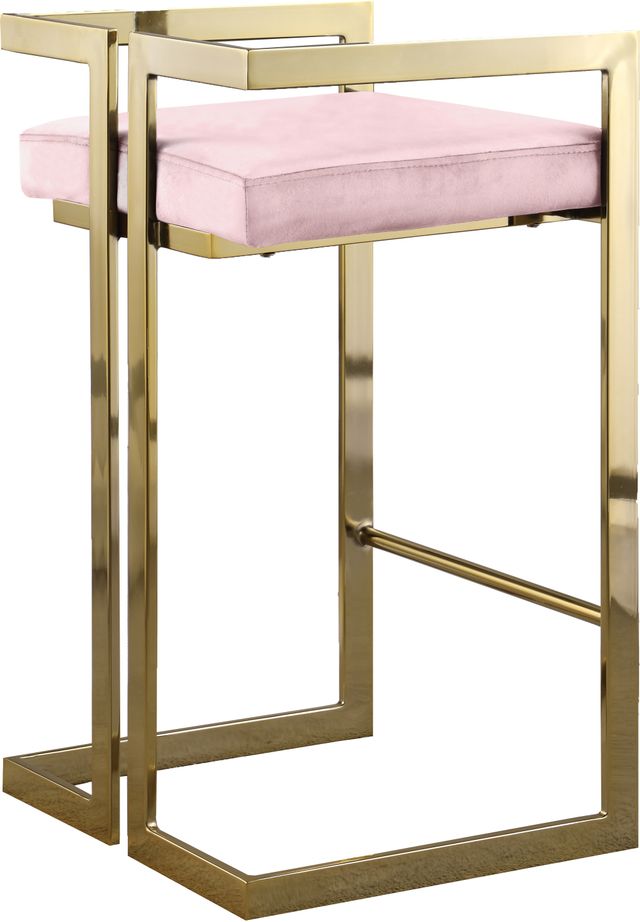 Meridian Furniture Ezra Pink Velvet Counter Stool-1