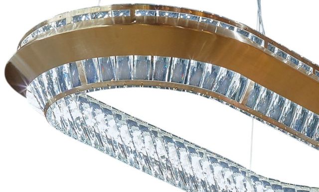 Michael Amini® Base Camp Brushed Gold/Clear Oval LED Chandelier-1