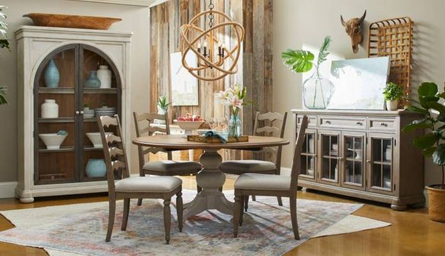 Legacy Classic Nashville Gray Taupe Round Dining Table with Cloud White Base-1