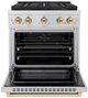 ZLINE Paramount 30" 4.2 cu. ft. Satin Stainless Steel Paramount Dual Fuel Range with 4 Burner DuoPro™ Cooktop and Electric Convection Oven with Champagne Bronze Accents-1