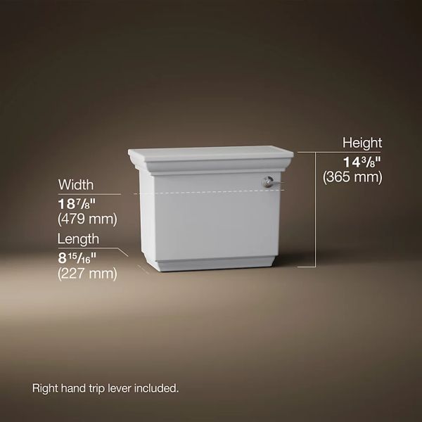 KOHLER® Memoirs® Stately White Right-Hand Trip Toilet Tank, 1.28 Gpf-4