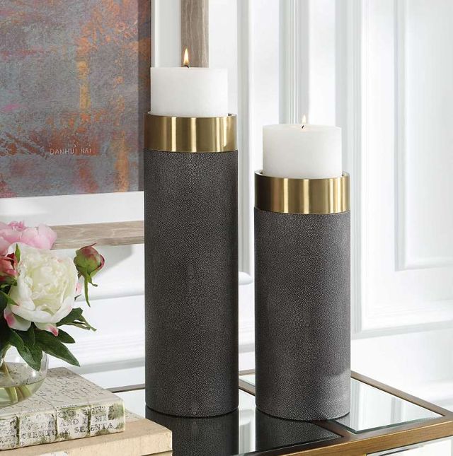 Uttermost® Wessex 2-Piece Gray Candleholder Set-1
