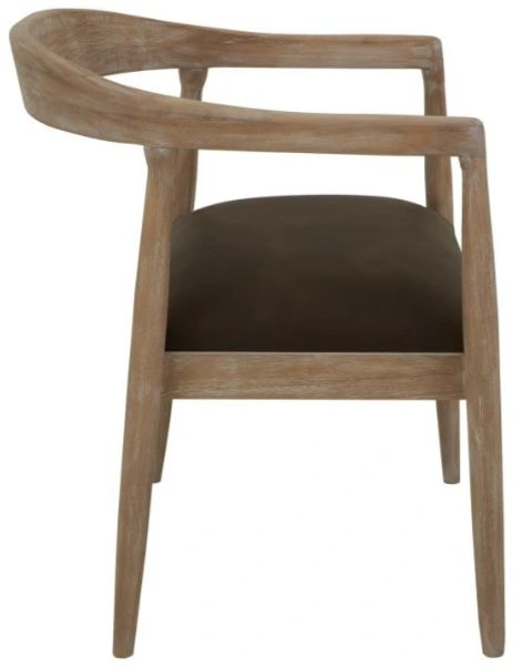 International Furniture Direct Teak Brown/Ivory Arm Chair-4