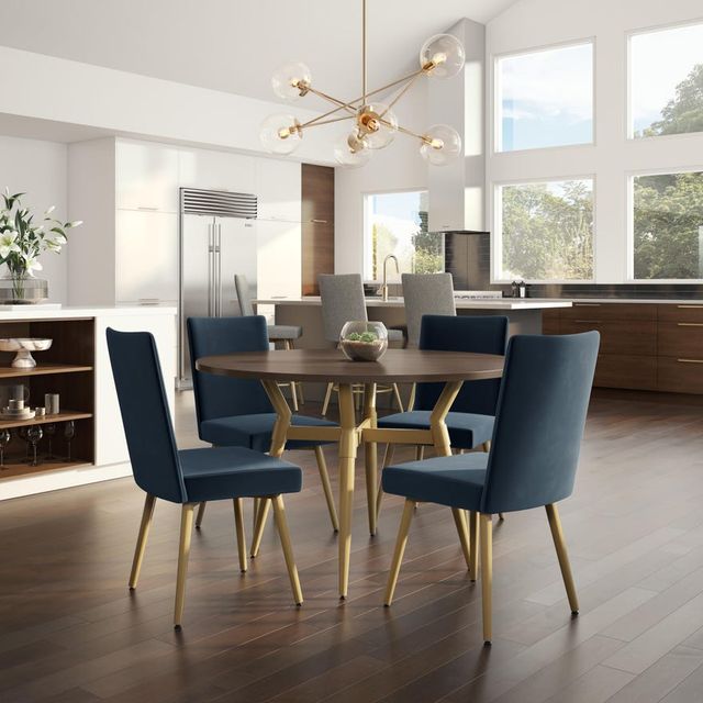 Amisco Customizable Link Birch Veneer 29.5" Round Table with Steel Legs-3