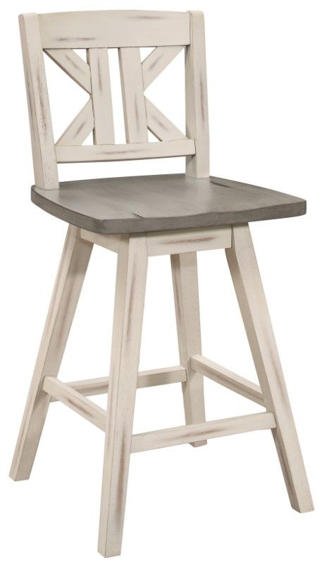 Homelegance® Amsonia Distressed Gray/White Sand Swivel Counter Chair with X-Back-0