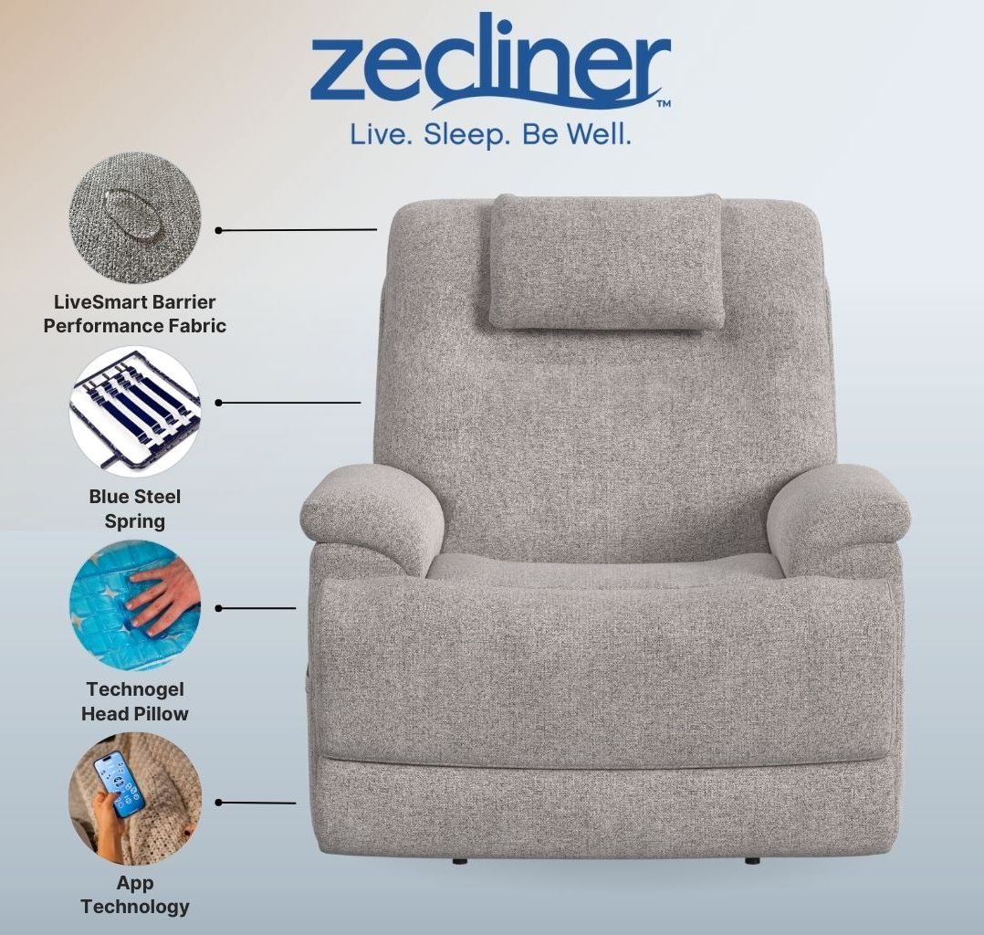 Flexsteel® Zecliner M2 Light Gray Power Lift and Sleep