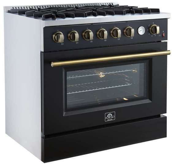 FORNO® Marco Series Alta Qualita 36" Black Pro Style Gas Range-1