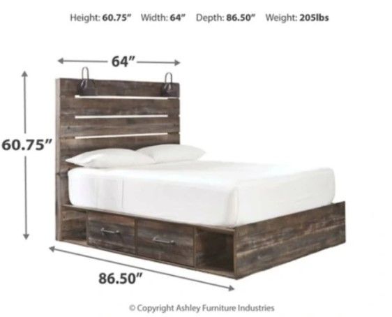 Signature Design by Ashley® Drystan Brown Queen Panel Bed with 2-Drawer Storage-2