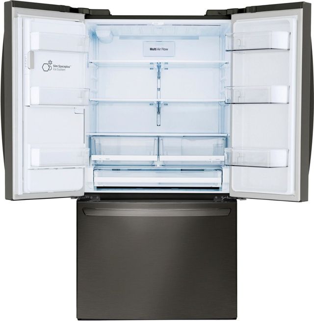 LG 36" 27.7 Cu. Ft. PrintProof™ Black Stainless Steel Freestanding French Door Refrigerator with Ice and Water Dispenser-3