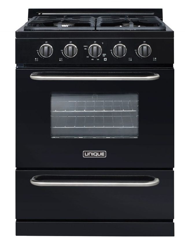 Unique® Appliances Classic 30" Black Freestanding Liquid Propane Gas Range-0