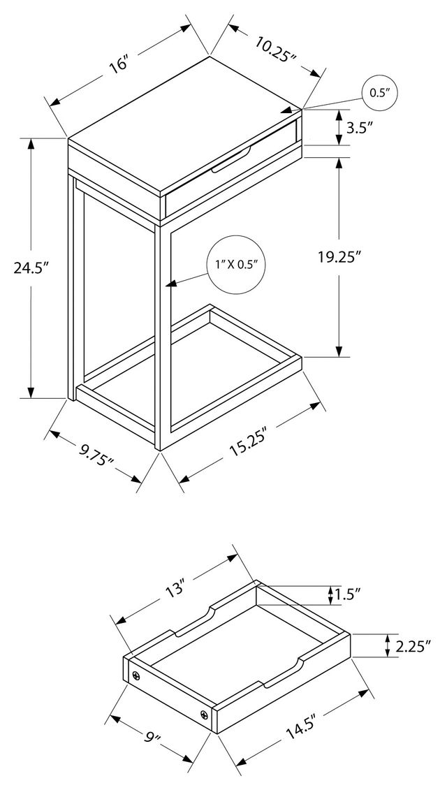 Monarch Specialties Inc. White Drawer Accent Table -3