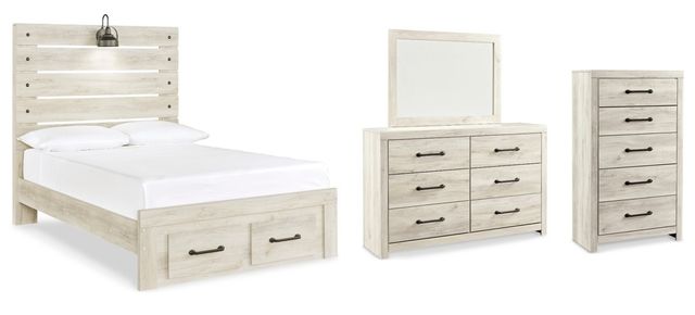 Signature Design by Ashley® Cambeck 4-Piece Whitewash Full Panel Bed Set-0