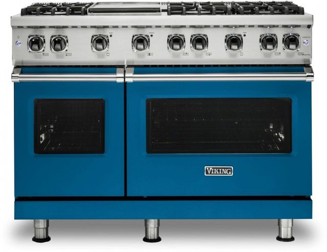 Viking® 5 Series 48" Alluvial Blue Pro Style Natural Gas Range with 12" Griddle-0
