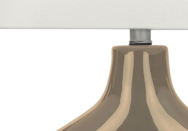Monarch Specialties Inc. Brown Ceramic Table Lamp with Ivory Shade-3