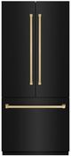 ZLINE Autograph Edition 36 in. 19.6 Cu. Ft. Black Stainless Steel Built In French Door Refrigerator with Graphite Gray Interior and Champagne Bronze Accents-0