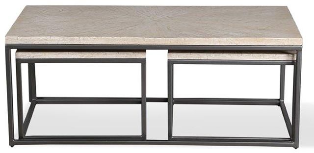 Parker House® Crossings Monaco Weathered Blanc Nesting Cocktail Nesting Tables with Black Metal Frame-1