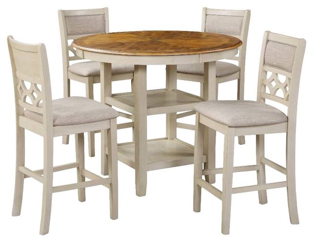 New Classic® Home Furnishings Mitchell 5-Piece Bisque/Brown Counter Height Dining Set-0