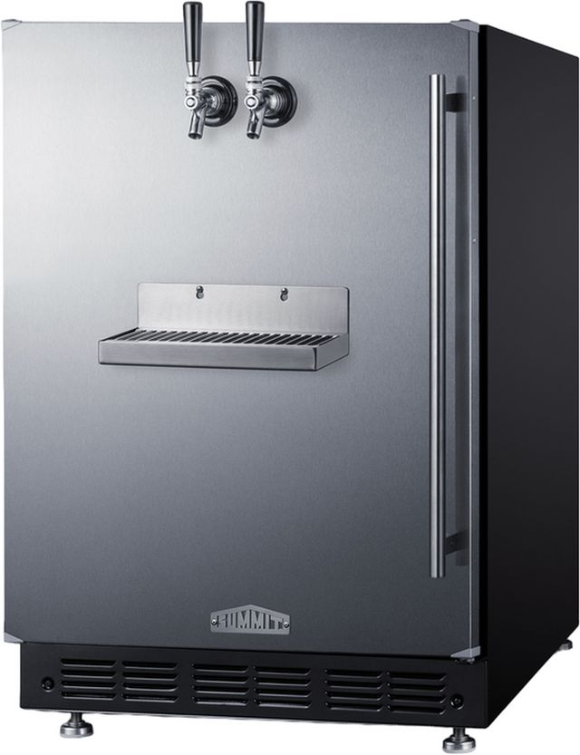 Summit® 5.3 Cu. Ft. Black/Stainless Steel Built-In Beer Kegerator-2