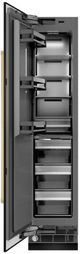 ZLINE Autograph Edition 18 in. 8.6 Cu. Ft. Left Hinge Column Freezer in Black Stainless Steel with Graphite Gray Interior and Polished Gold Accents-1