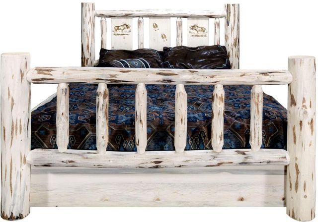 Montana Woodworks® Montana Collection Ready to Finish Full Storage Bed with Laser Engraved Moose Design-1