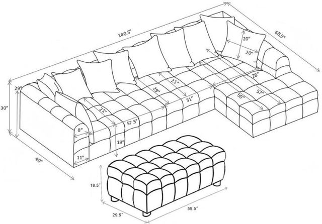 Coaster® Amara 4-Piece Ivory L-Shaped Sectional with Chaise-2