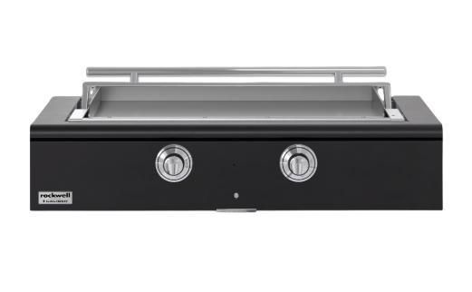 Caliber™ Rockwell Social 48" Matte Black Built-In Natural Gas Outdoor Griddle with Polished Chrome Hardware-0