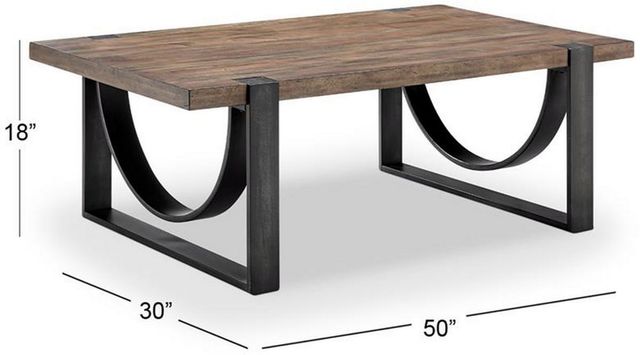 Magnussen Home® Bowden Rustic Honey Cocktail Table with Black Metal Base-3