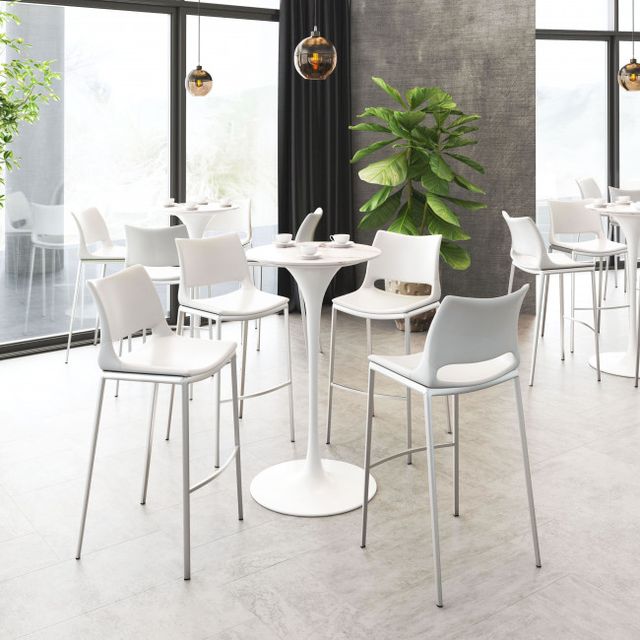 Zuo® Modern Ace White/Silver Bar Chair-4