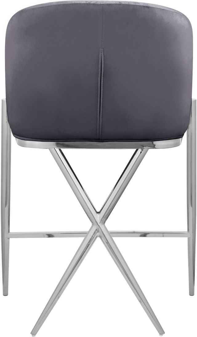 Meridian Furniture Xavier Gray/Chrome Velvet Counter Stool-1