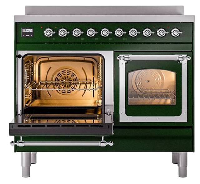 Ilve® Nostalgie II Noblesse 40'' Emerald Green Pro Style Induction Range with Chrome Trim-3