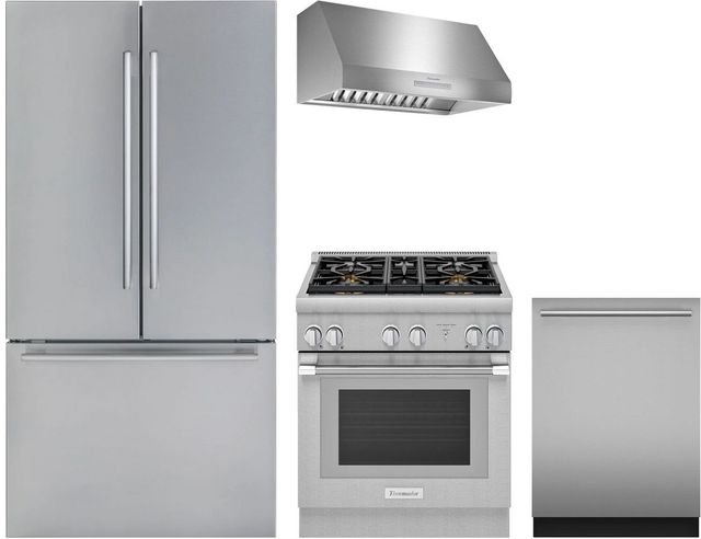 Thermador® 4 Piece Stainless Steel Dual Fuel Kitchen Package-0