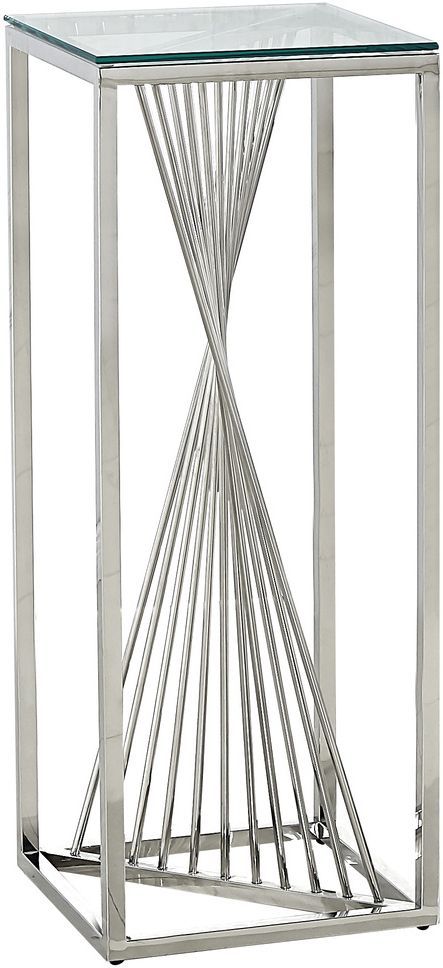 Mazin Furniture Prisma 36" Glass Top Accent Table with Polished Chrome Base -0
