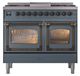 Ilve® Nostalgie II Noblesse 40'' Blue Gray Pro Style Dual Fuel Range with Burnished Trim-1