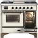 Ilve® Majestic III 40" Antique White Pro Style Dual Fuel Liquid Propane Range with Triple Glass Door and Burnished Trim-2