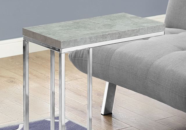 Monarch Specialties Inc. Grey Cement Accent Table with Chrome Metal Base-1