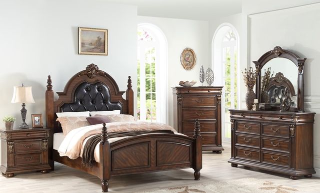 Mazin Furniture Othello Rich Cherry Upholstered King Bed-3