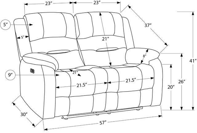 Monarch Specialties Inc. Gold Power Reclining Loveseat with USB Ports-2