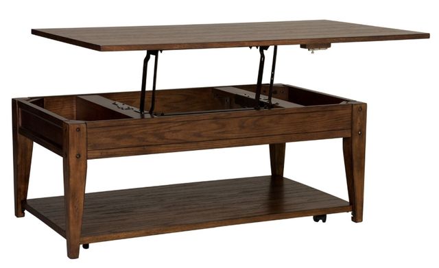 Liberty Furniture Lake House Rustic Brown Oak Lift Top Cocktail Table-2