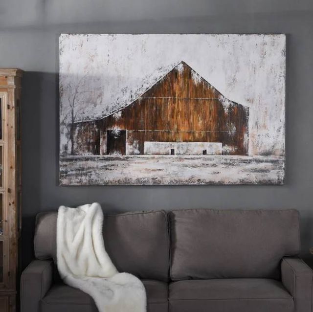Stylecraft Aged Barnhouse Brown/White Wall Art-3