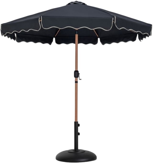 Meridian Furniture Amalfi Black Aluminum Outdoor Patio Umbrella and Round Base-0