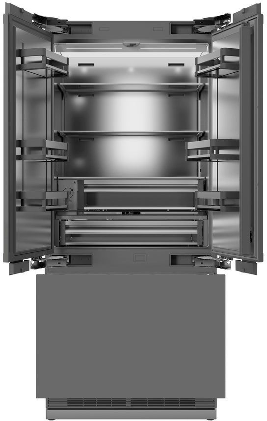 ZLINE Autograph Edition 36" 19.6 Cu. Ft. Panel Ready Built-In French Door Refrigerator with Champagne Bronze Accents-1