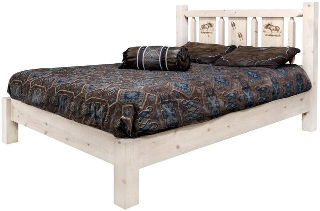 Montana Woodworks® Homestead Ready to Finish California King Platform Bed with Laser Engraved Moose Design-3