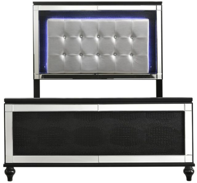 New Classic® Home Furnishings Valentino 5-Piece Black Queen Upholstered Bedroom Set with Two Nightstands-1