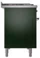 Ilve® Nostalgie II Noblesse 48'' Emerald Green Pro Style Dual Fuel Range with Chrome Trim-2