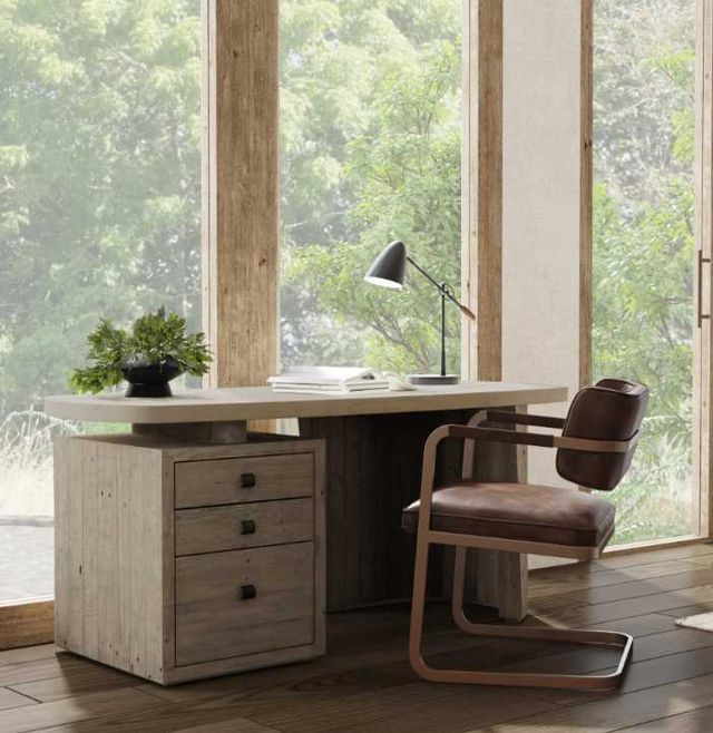 Classic Home Angus Antique White/Distressed Gray 70" Desk-1